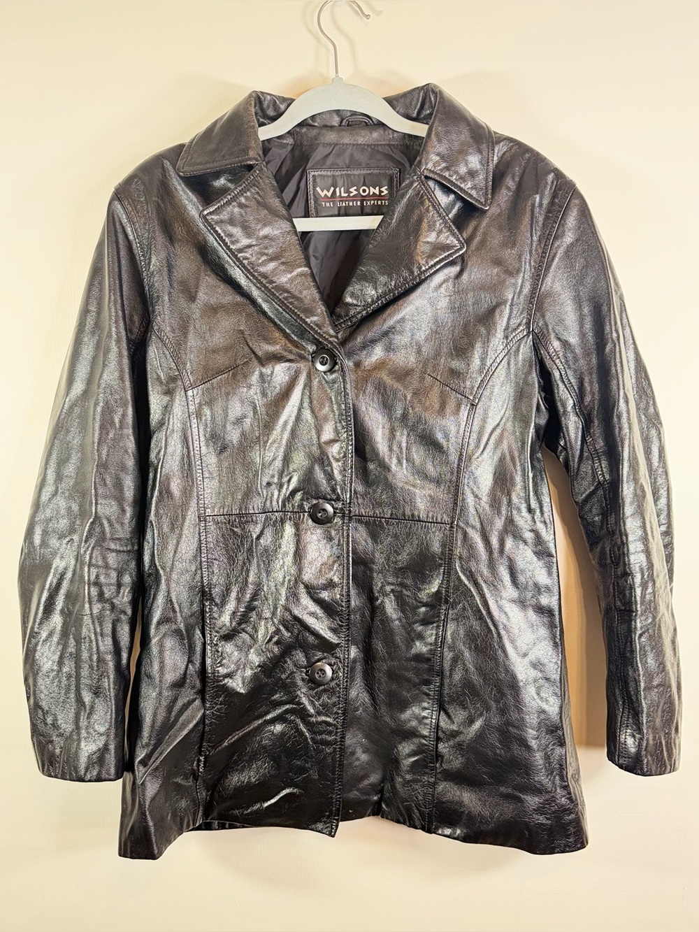 Vintage Wilsons Black Leather women's 
Blazer Jacket Size L